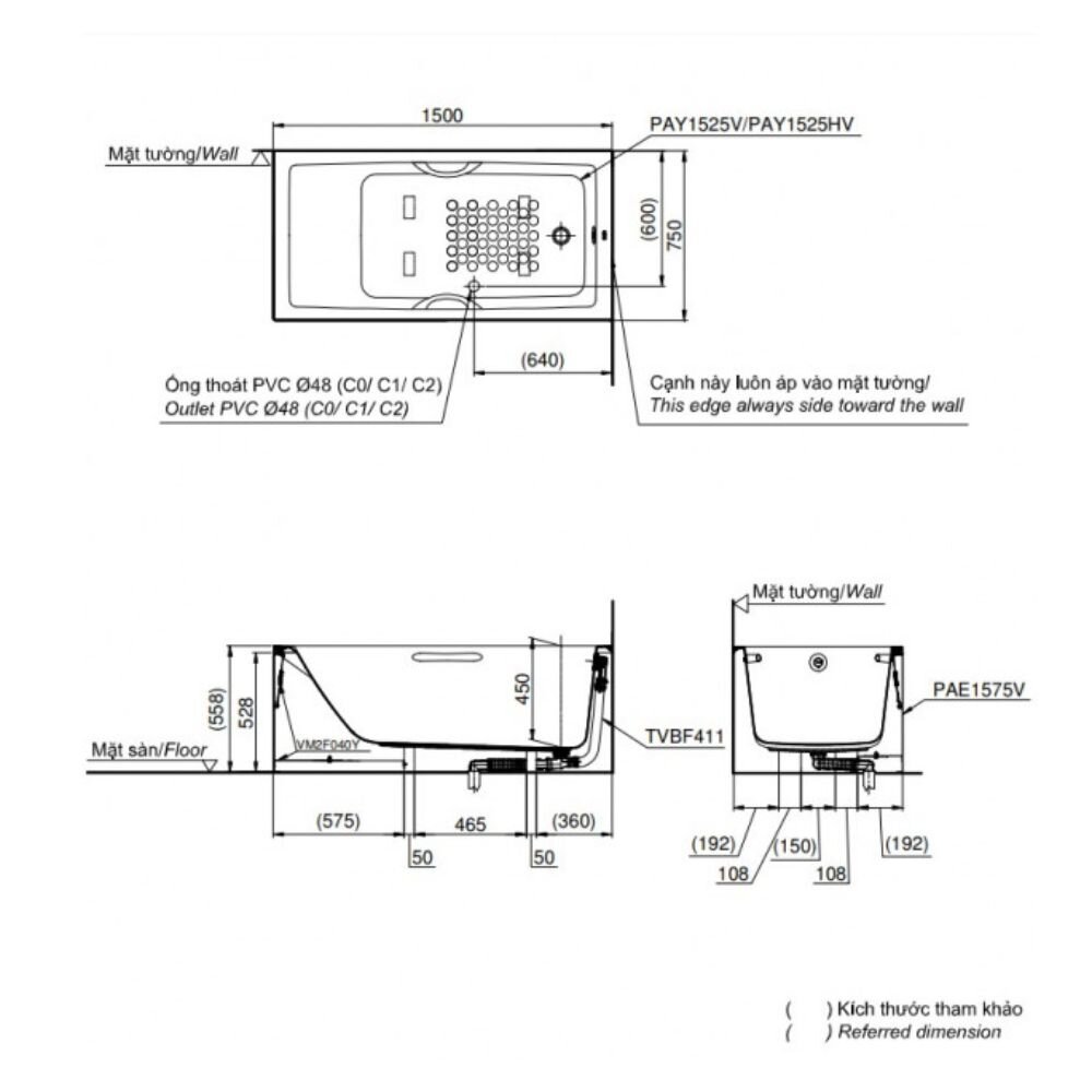 Bồn Tắm TOTO PAY1525HVC#W/TVBF411