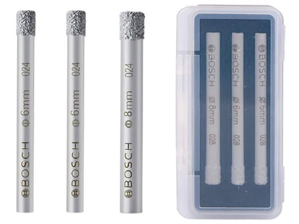 Hình ảnh bộ mũi khoan kim cương 6/6/8mm Bosch 2607011626 Hình ảnh bộ mũi khoan kim cương 6/6/8mm Bosch 2607011626