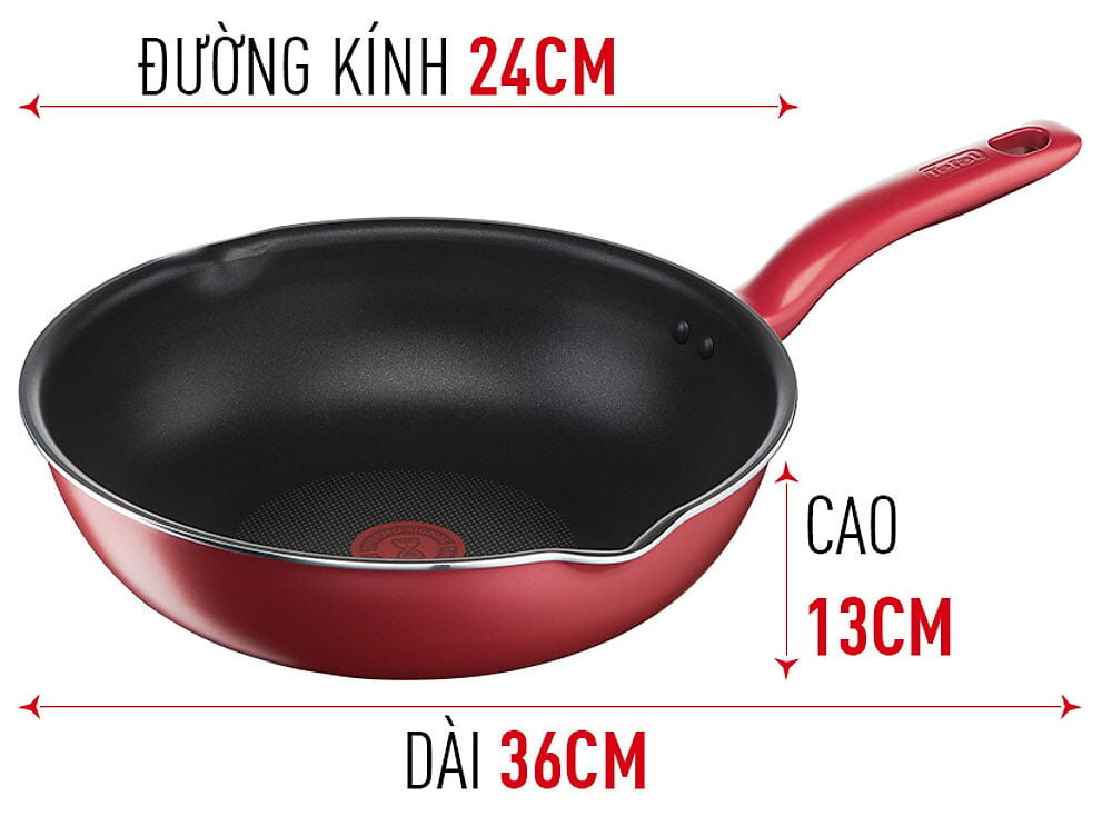 Kích thước chảo chiên sâu lòng G1358495/G1358496 Chảo chiên Tefal