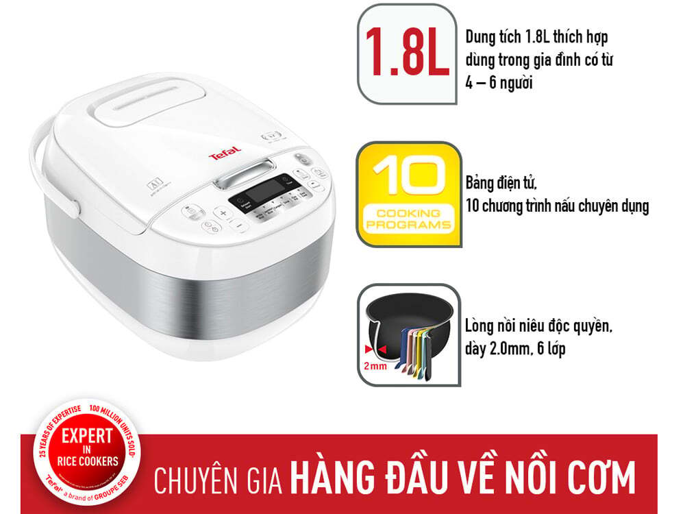 Nồi cơm điện tử Tefal 1,8 lít RK752168 Nồi cơm điện tử Tefal 1,8 lít RK752168