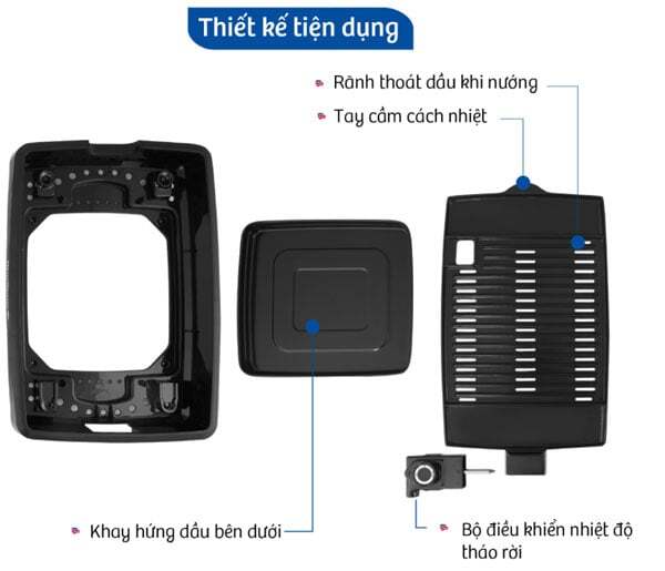 Cấu tạo của vỉ nướng điện Bluestone EGB-7406 Cấu tạo của vỉ nướng điện Bluestone EGB-7406