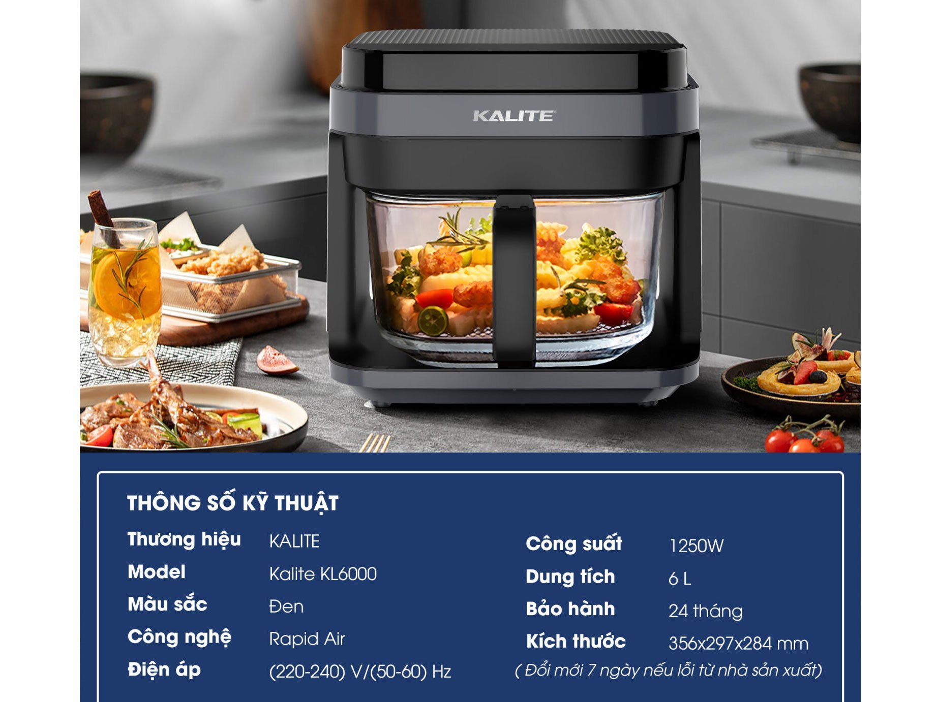Nồi chiên không dầu Kalite KL6000 Nồi chiên không dầu Kalite KL6000