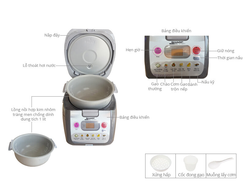 Nồi cơm điện tử Sharp 1.0 lít KS-COM11V