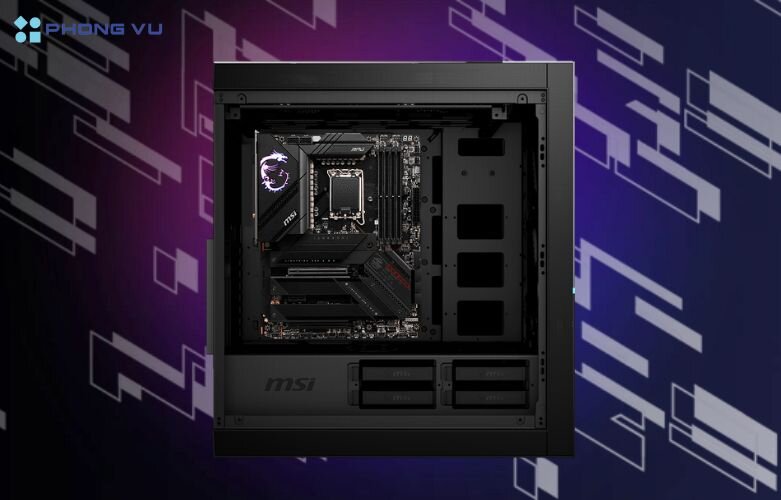 Với form ATX, MSI MPG Z790 CARBON WIFI nổi bật với tông màu đen xám mạnh mẽ cùng các chi tiết RGB LED độc đáo