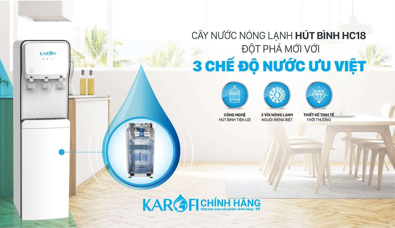 Cây nước nóng lạnh Karofi có 3 chế độ nước Cây nước nóng lạnh Karofi