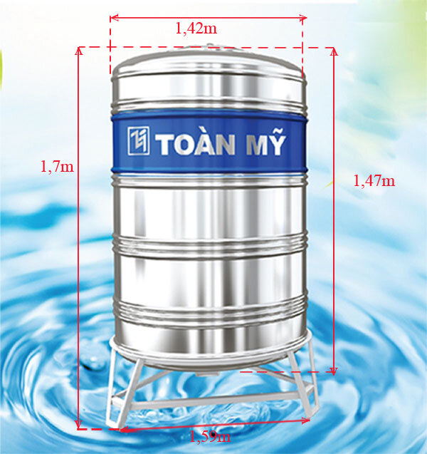Bồn nước inox đứng Toàn Mỹ 2000L (F1420)