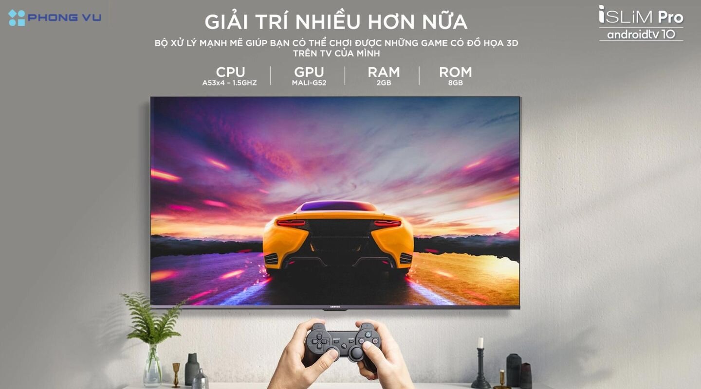 Độ mỏng ấn tượng của tivi 50 inch Asanzo giúp tiết kiệm không gian, làm cho căn phòng trở nên rộng rãi, thoáng đãng hơn.
