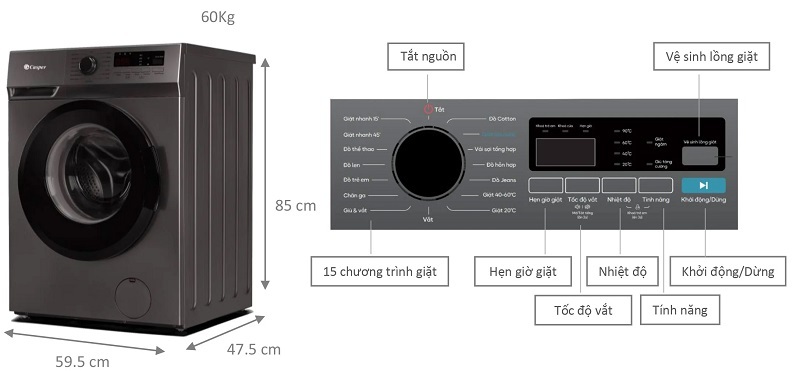 Máy giặt Casper 8kg WF-8VG1 Máy giặt Casper 8kg WF-8VG1