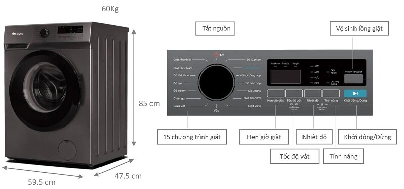 Máy giặt Casper 8kg WF-8VG1