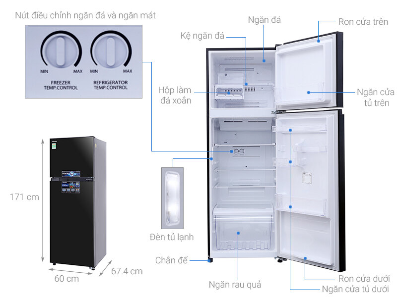 Tủ lạnh Toshiba inverter 330 lít GR-MG39VUBZ(XK)