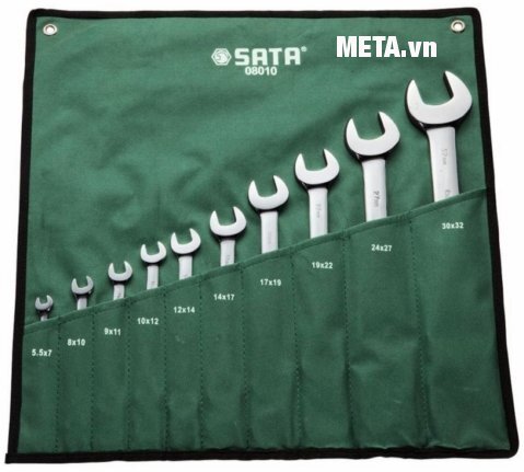 Bộ cờ lê hai đầu miệng 10 chi tiết Sata 08010 Bộ cờ lê hai đầu miệng 10 chi tiết Sata 08010