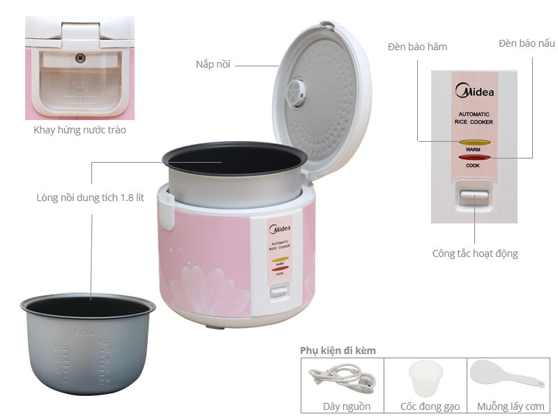 Nồi cơm điện Midea 1.8 lít MR-CM1805 Nồi cơm điện Midea 1.8 lít MR-CM1805