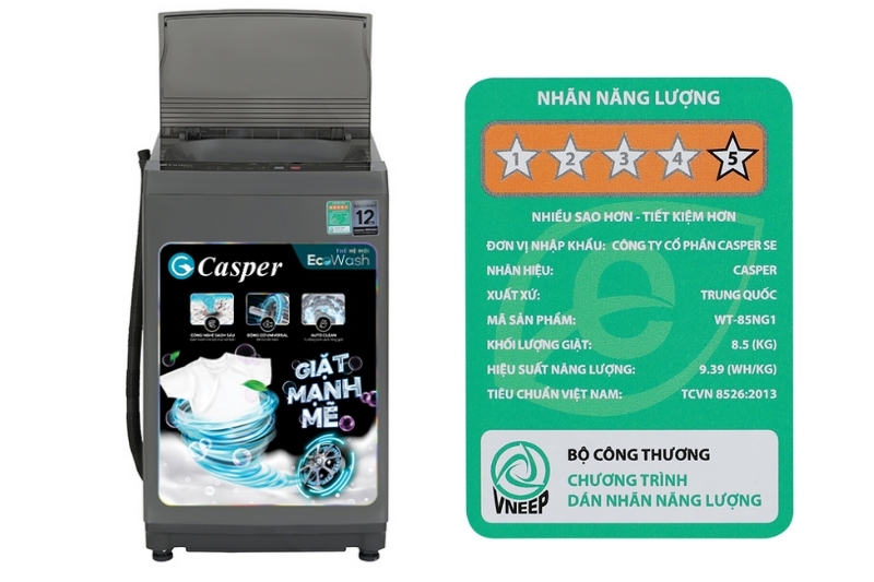 Máy giặt Casper 8.5 kg WT-85NG1 Máy giặt Casper 8.5 kg WT-85NG1