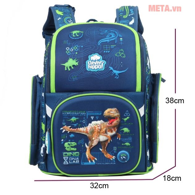 Balo chống gù Clever Hippo Fancy M khủng long