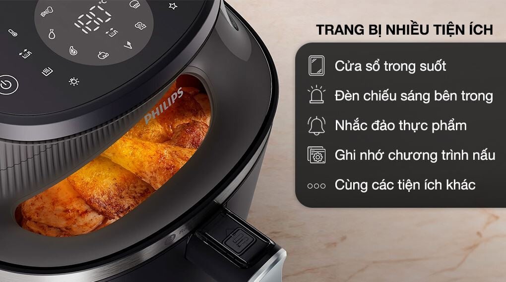 Nồi chiên không dầu Philips được tích hợp nhiều tính năng tiện ích