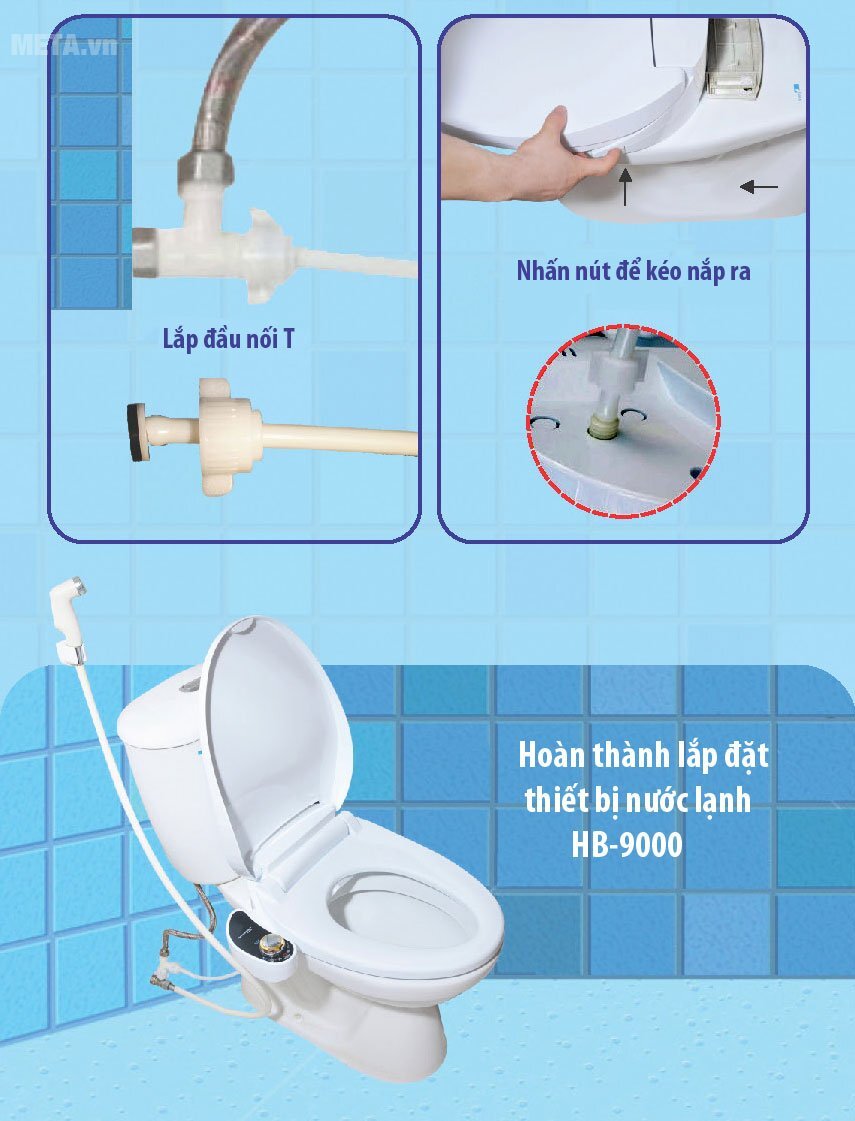 Thiết bị vệ sinh Hyundae Bidet 2 vòi phun HB-9000 có nắp