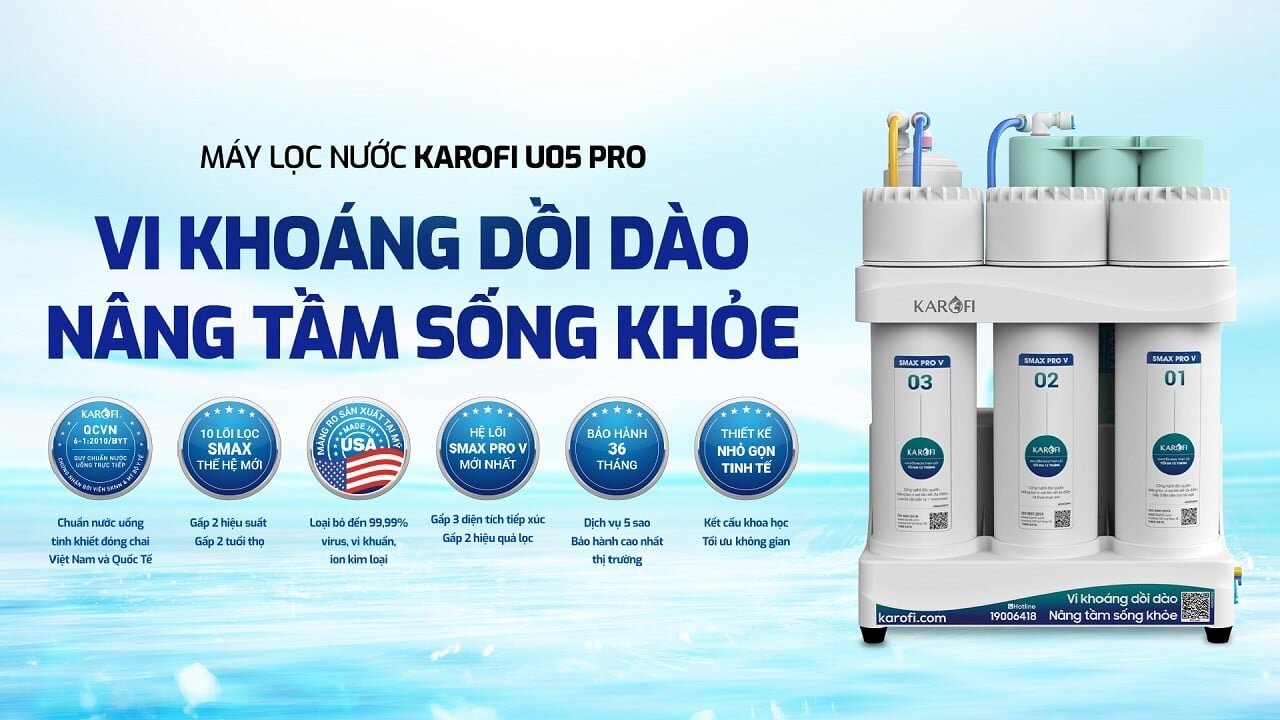 Máy lọc nước để gầm Karofi KAQ-U05 Pro bổ sung thêm vi khoáng cho nguồn nước