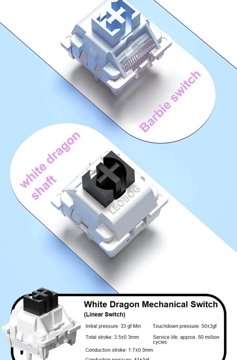 Bàn phím cơ LEOBOG Hi98 (Trắng / White dragon switch) 16