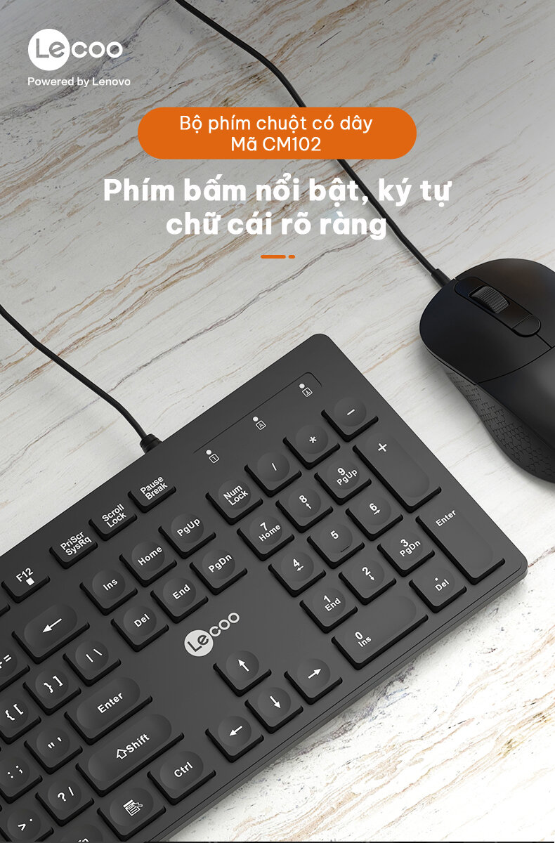 Bộ Bàn phím chuột Lecoo CM102 đen 2