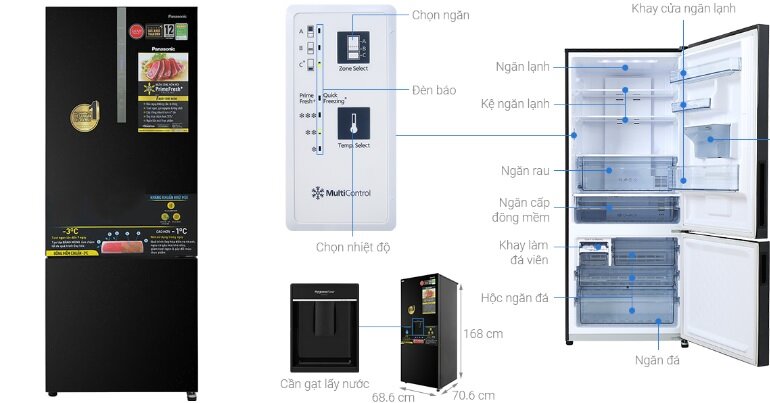 Tủ lạnh Panasonic Inverter 377 lít NR-BX421WGKV Tủ lạnh Panasonic Inverter 377 lít NR-BX421WGKV