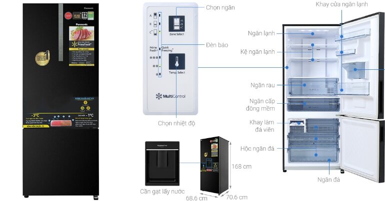 Tủ lạnh Panasonic Inverter 377 lít NR-BX421WGKV