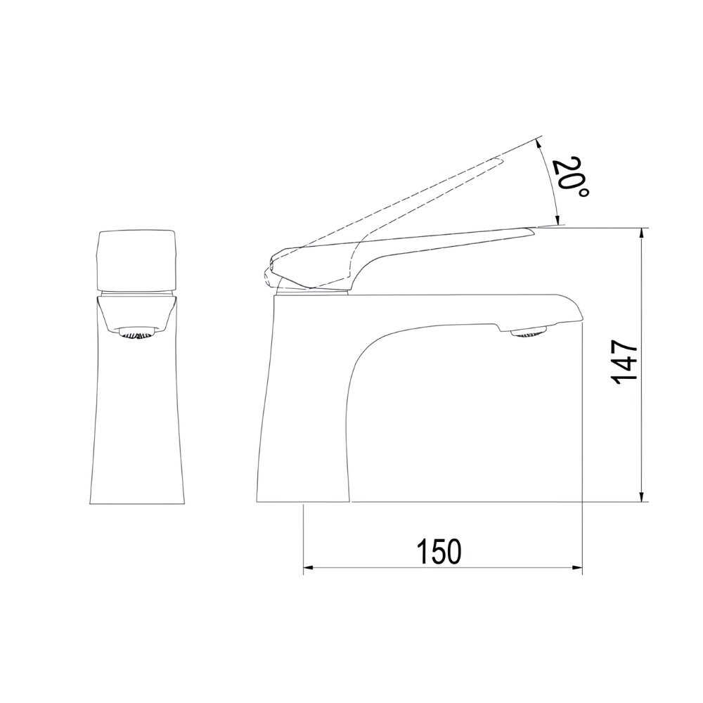 Bản vẽ kỹ thuật vòi chậu lavabo nóng lạnh Viglacera Platinum P.51.351