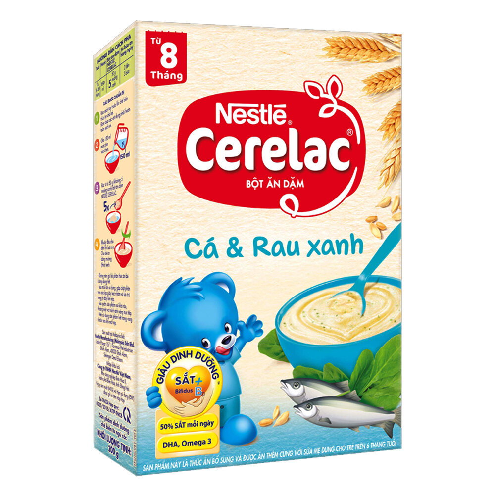 Bột ăn dặm Nestle ngũ cốc cá và rau xanh  Bột ăn dặm Nestle ngũ cốc cá và rau xanh