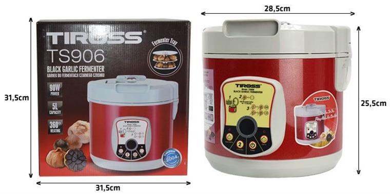 Máy làm tỏi đen TIROSS TS906, 90W (Màu đỏ mận) Máy làm tỏi đen TIROSS TS906, 90W (Màu đỏ mận)