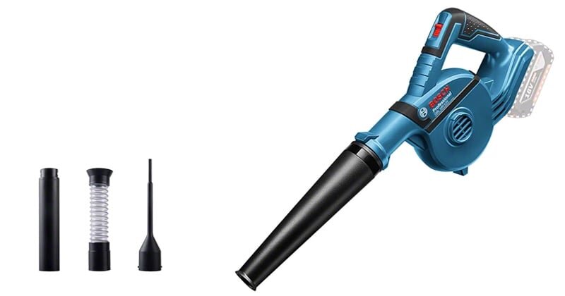 máy thổi khí dùng pin Bosch GBL 18V-120 Solo đi kèm nhiều phụ kiện