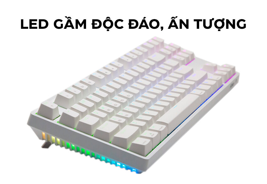 Bàn phím cơ không dây Fuhlen T87S RGB trắng (USBC/Bluetooth/3 Modes)
