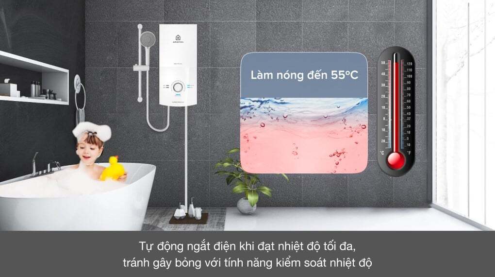 Máy nước nóng trực tiếp Ariston Aures Premium 4.5 công suất 4.500W Máy nước nóng trực tiếp Ariston Aures Premium 4.5 công suất 4.500W