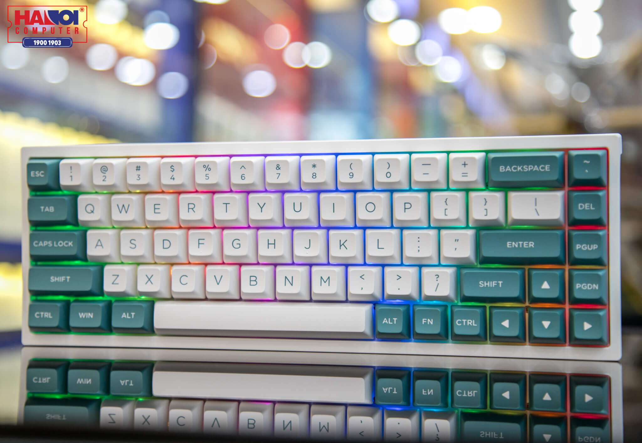 Bàn phím cơ FLEsport FL680 SAM Aqua Green Brown sw (Gateron Cap) 2