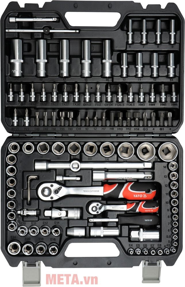 Bộ tuýp cờ lê tay vặn tổng hợp Yato Yt-38791 có 108 chi tiết Yato Yt-38791