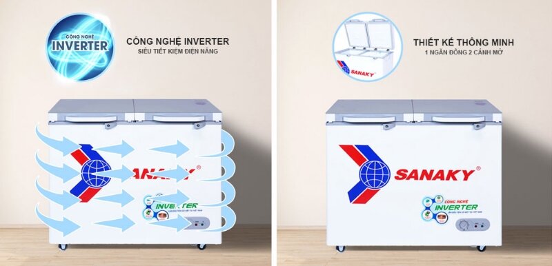 Tủ đông Sanaky inverter 1 ngăn 210 lít VH-2599A4K