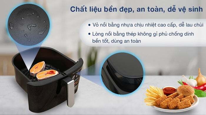 nồi chiên không dầu Tefal FW201815 có giỏ chiên làm từ chất liệu cao cấp nồi chiên không dầu Tefal FW201815 có giỏ chiên làm từ chất liệu cao cấp