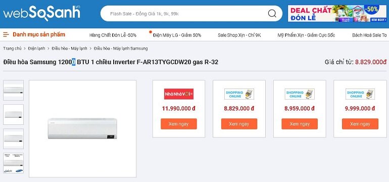 Giá điều hòa Samsung F-AR13TYGCDW20 khá phải chăng 