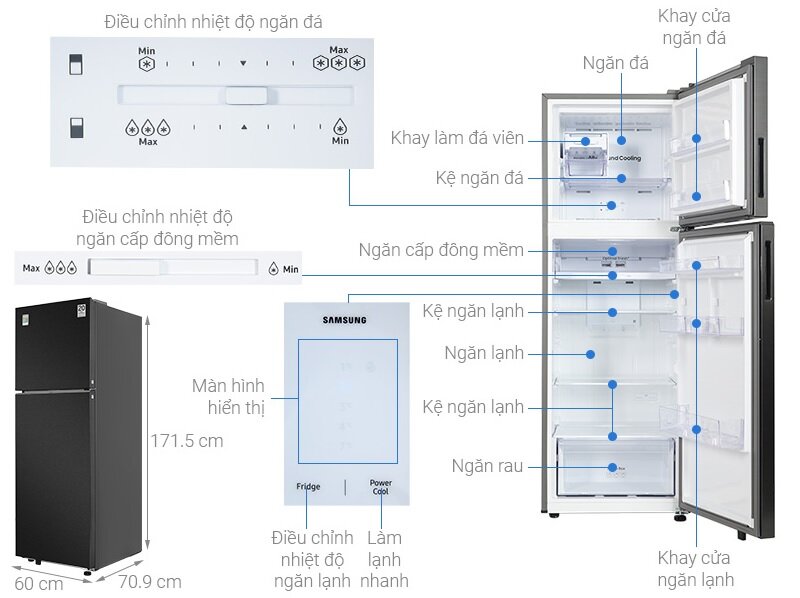 Thiết kế tủ lạnh Samsung Inverter 348 lít RT35CG5424B1SV có ngăn đông mềm hiện đại