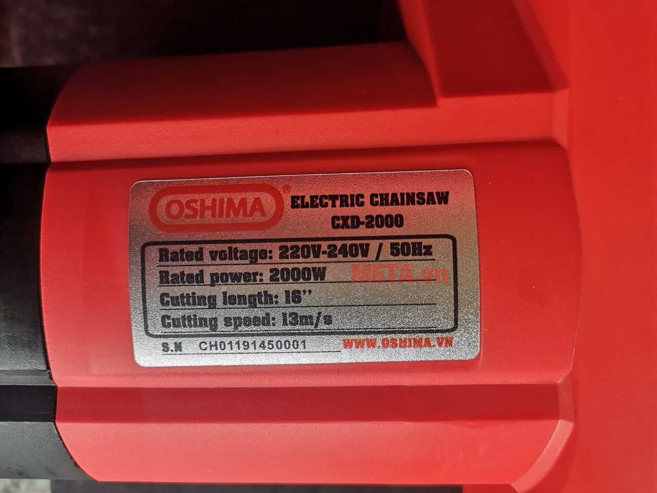 Máy cưa xích điện Oshima CXD 2000