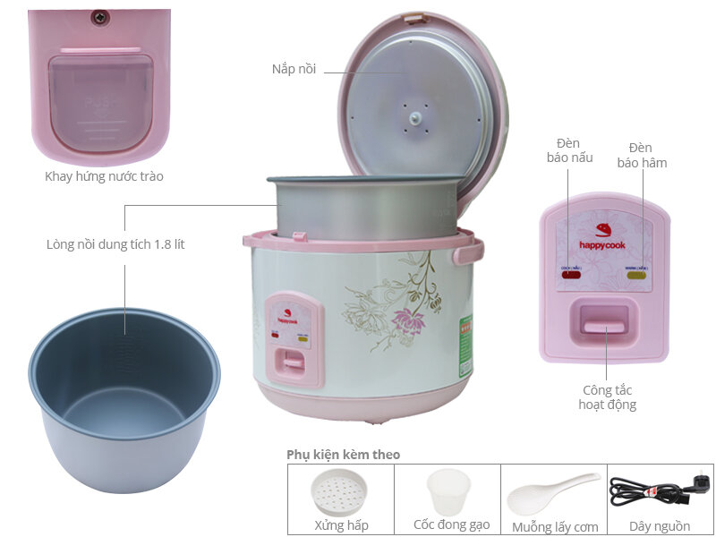 Nồi cơm điện Happycook 1.8 lít HC-180N