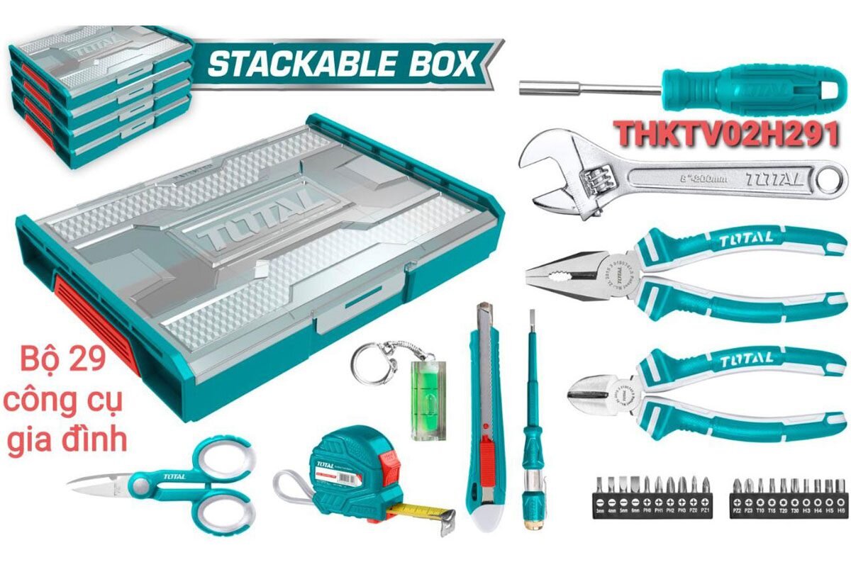 Bộ dụng cụ 29 chi tiết gia dụng Total THKTV02H291