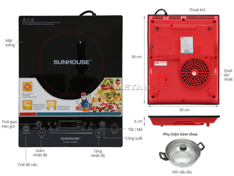 Bếp điện từ cảm ứng nhập khẩu Sunhouse SH - 6860