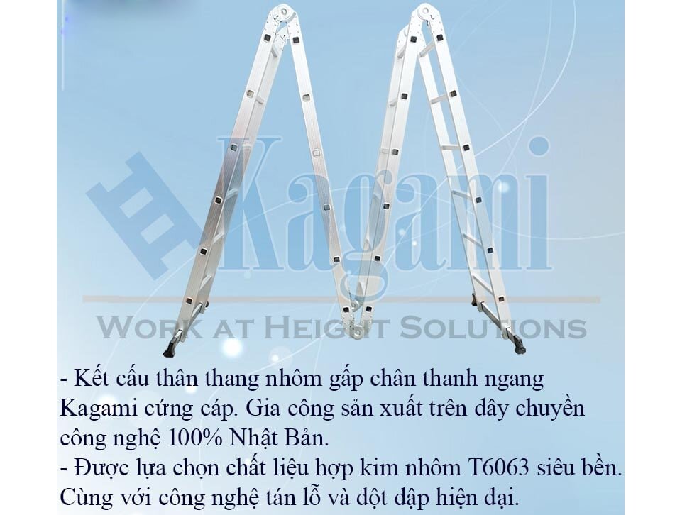 Khung thang bằng nhôm Thang nhôm gấp 4 đoạn