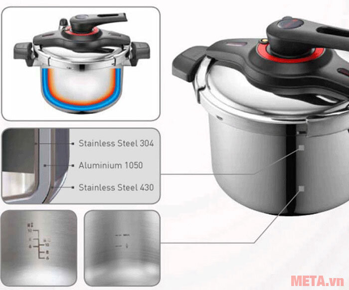 Bộ 2 nồi áp suất inox đáy từ PoongNyun VGPC2-SET (3,5 lít và 5,5 lít)