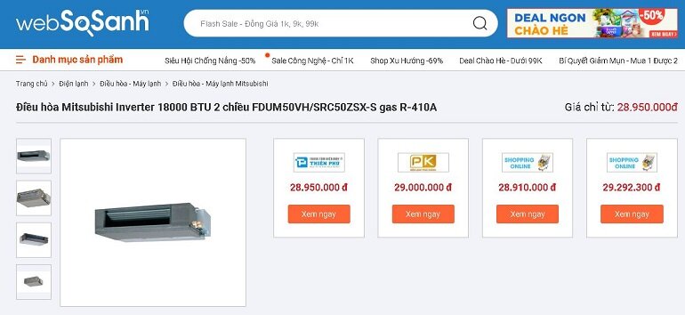 Điều hòa Mitsubishi FDUM50VH/SRC50ZSX-S giá thành phải chăng 