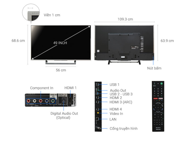 Android Tivi Sony 49 inch KD-49X8000D/S Android Tivi Sony 49 inch KD-49X8000D/S
