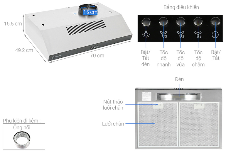 Máy hút mùi Electrolux ERF715SBA Máy hút mùi Electrolux ERF715SBA