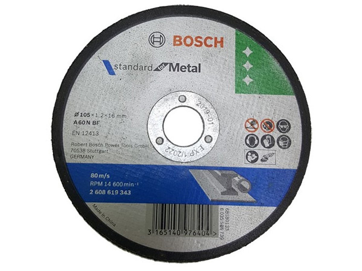 Hình ảnh đá cắt sắt Bosch 2608619343 (105x1.2x16mm) Hình ảnh đá cắt sắt Bosch 2608619343 (105x1.2x16mm)