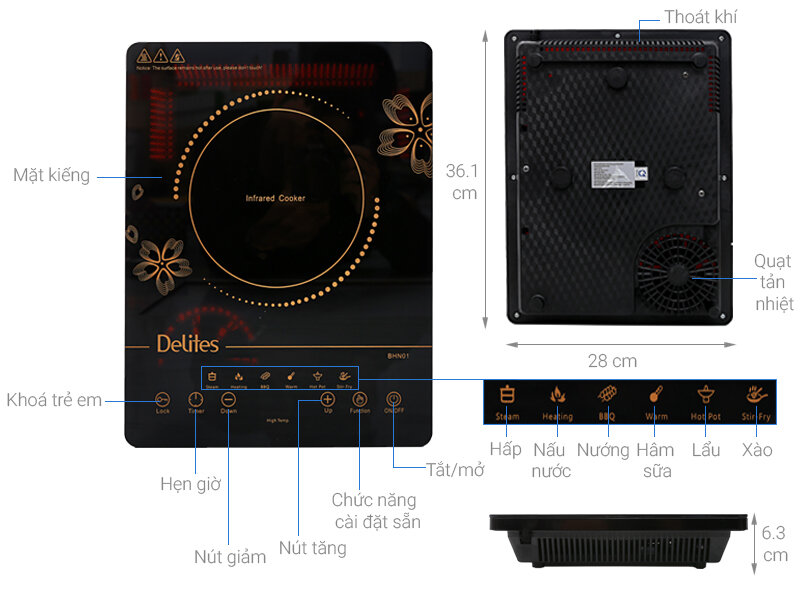 Bếp hồng ngoại Delites BHN01 Bếp hồng ngoại Delites BHN01
