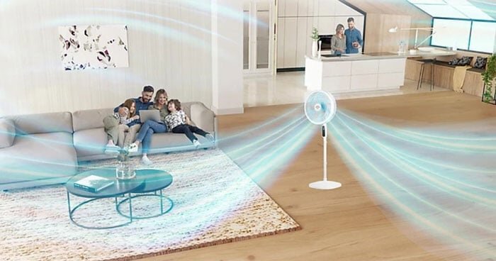 Quạt đứng Tefal Turbo VH689990 sử dụng động cơ bạc thau kết hợp công suất 80W giúp làm mát hiệu quả