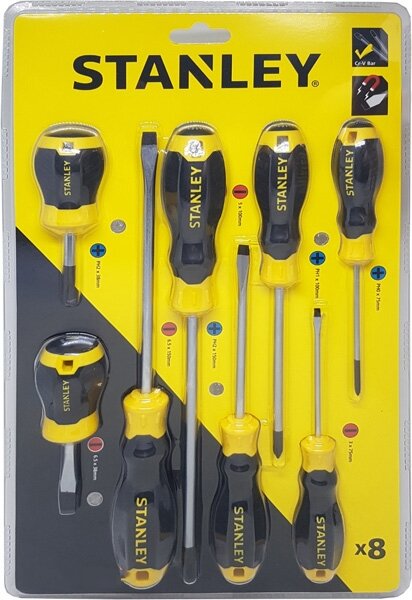 Bộ tuốc nơ vít dẹp và bake 8 cây Stanley STMT66673
